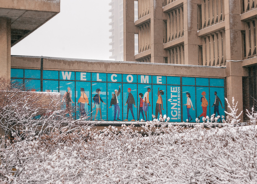 Welcome sign at UIC Student Center
