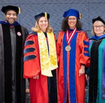 Educational Psychology Chair Michael Thomas, Dean Kathryn Chval, Bernadette Sánchez and Provost Karen Colley
                  